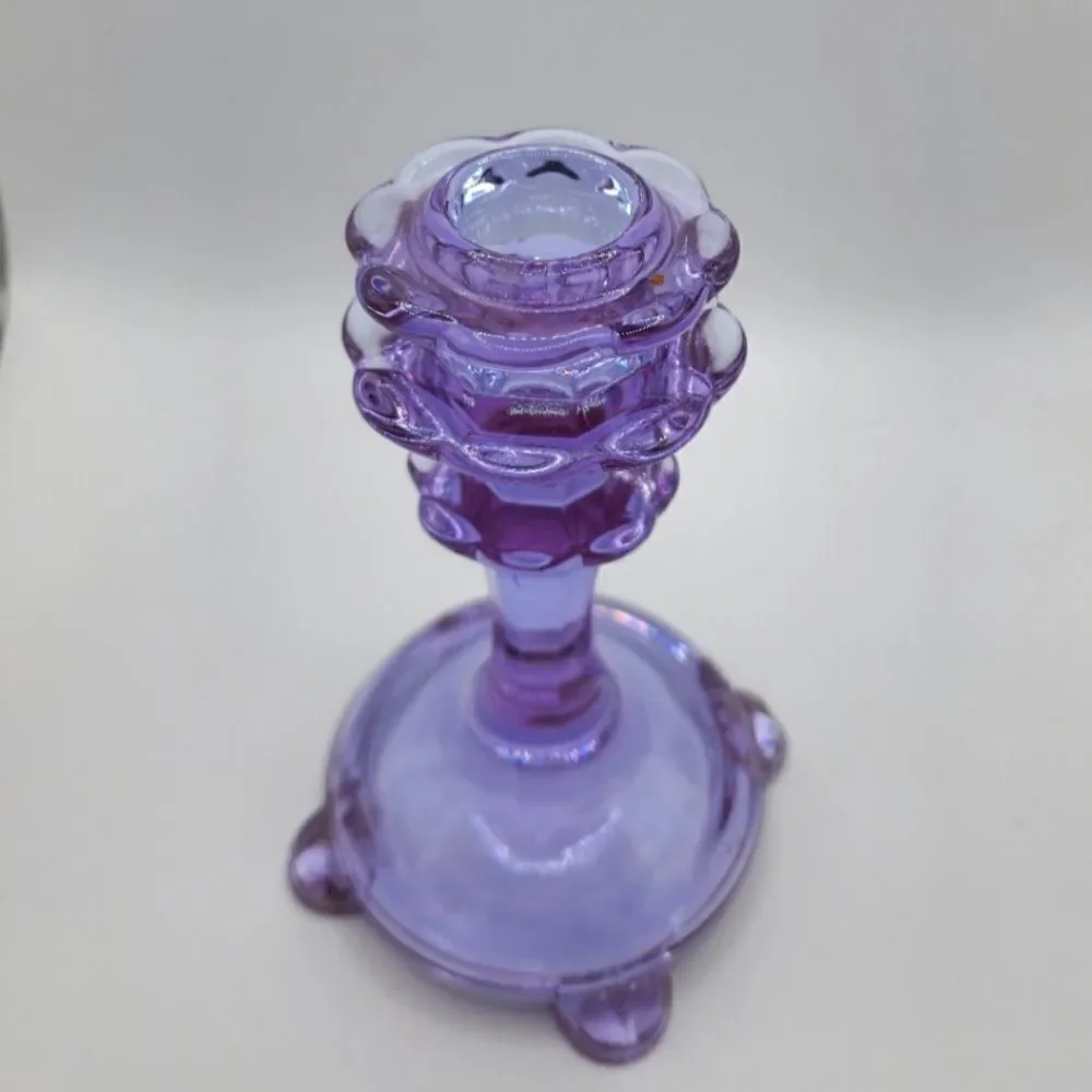 Vintage Amethyst footed glass candle holder